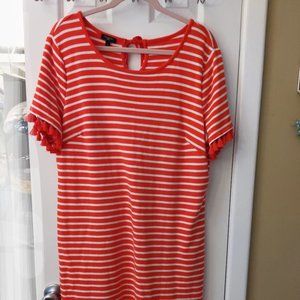 Talbots Orange Stripe Tassel Dress